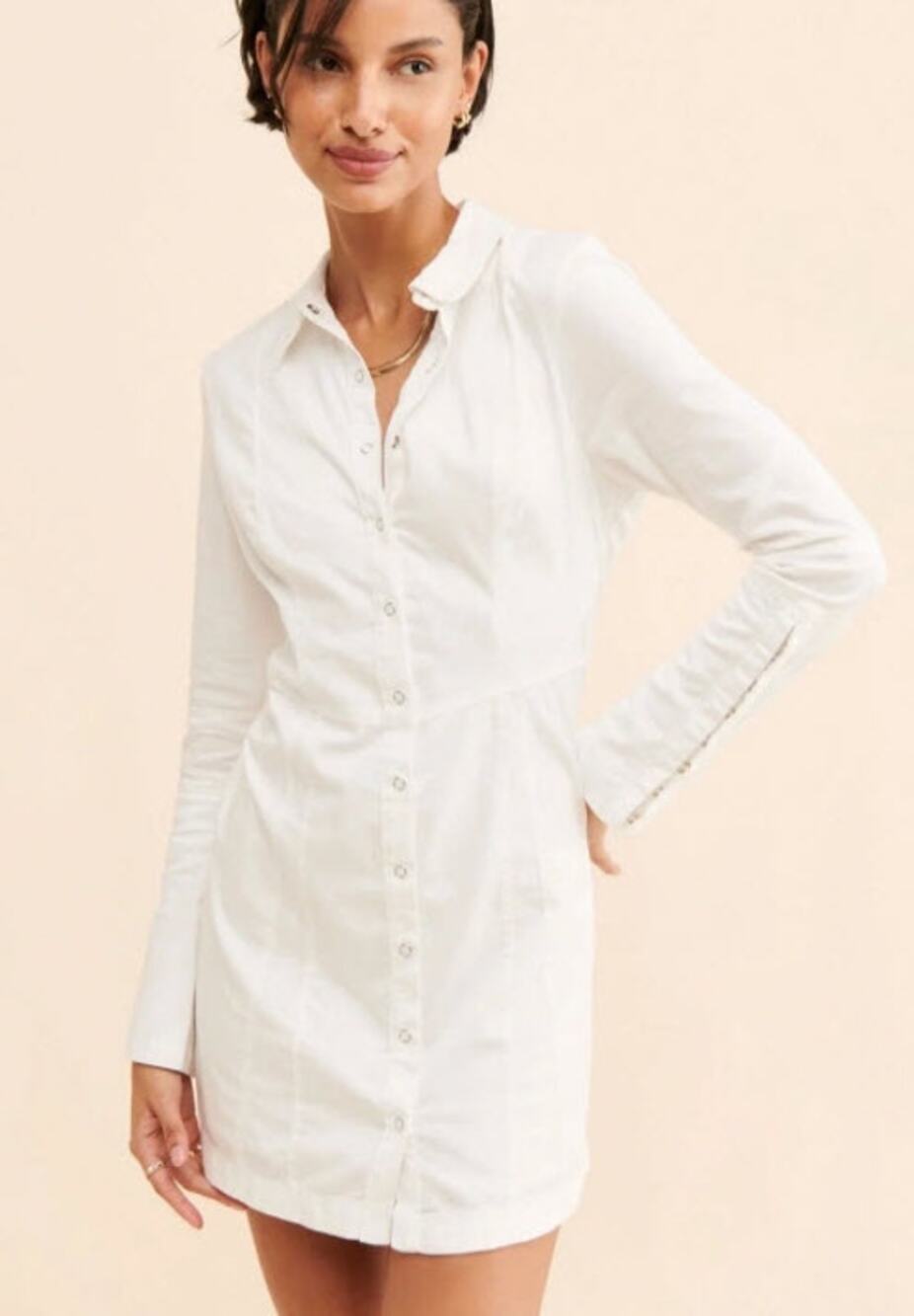 Free People Snap Shirt Dress White Size Small